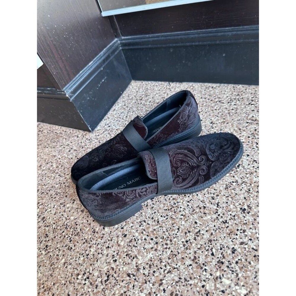 Bruno Marc Men's Black Velvet Paisley Tuxedo Loafers Smoking Dress Shoes Size 10